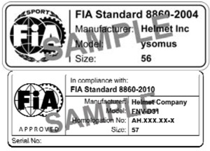 FIA 8860 стикер наклейка для шлема омологация