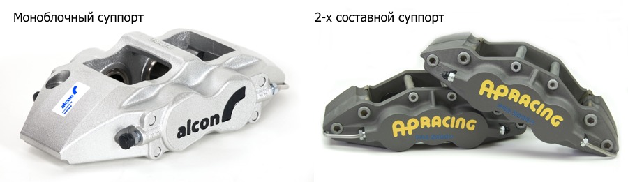 моноблочный и 2-х составной суппорт